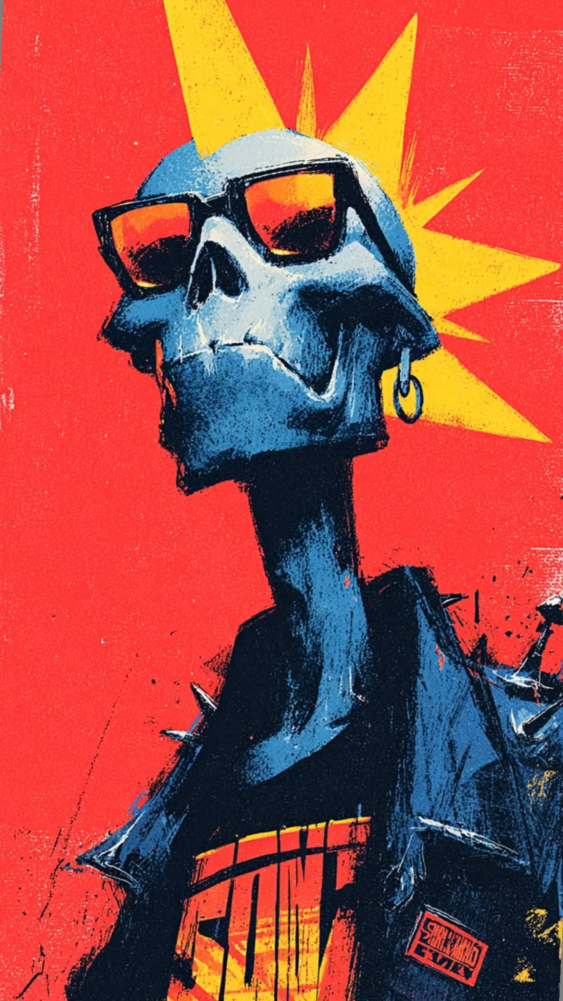 Calavera punk con gafas de sol